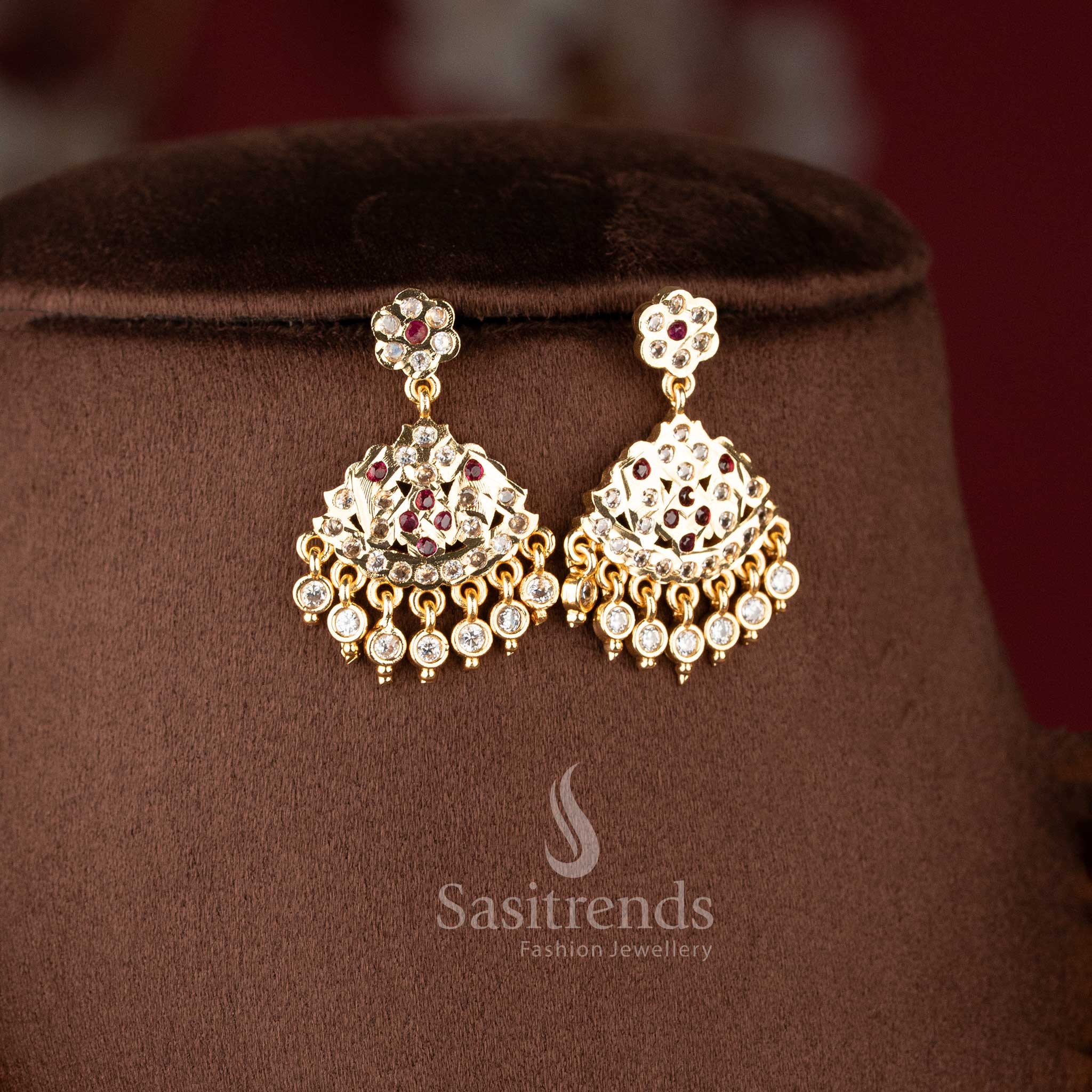 Grand festive wear mango pattern combo necklace set with matching earrings and traditional styling - Sasitrends
