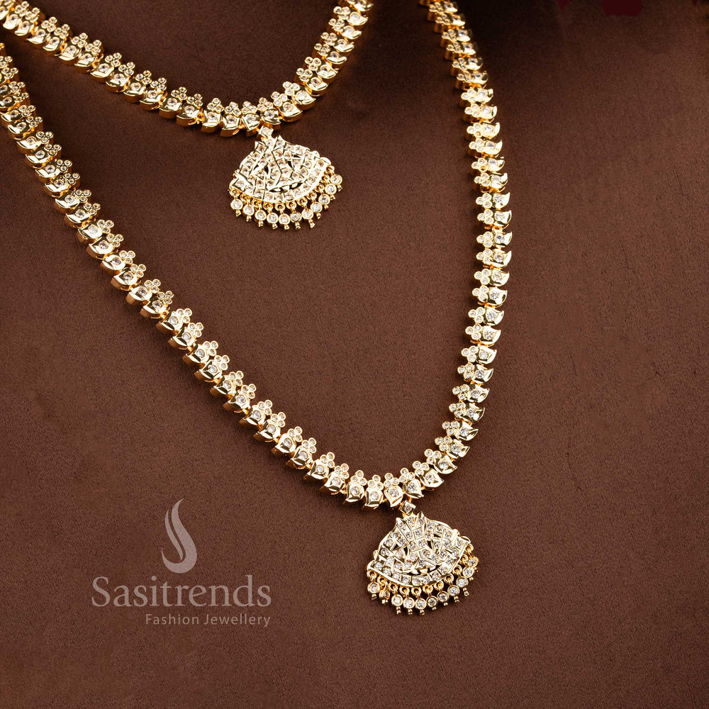  Grand festive wear mango pattern combo necklace set with matching earrings and traditional styling - Sasitrends.