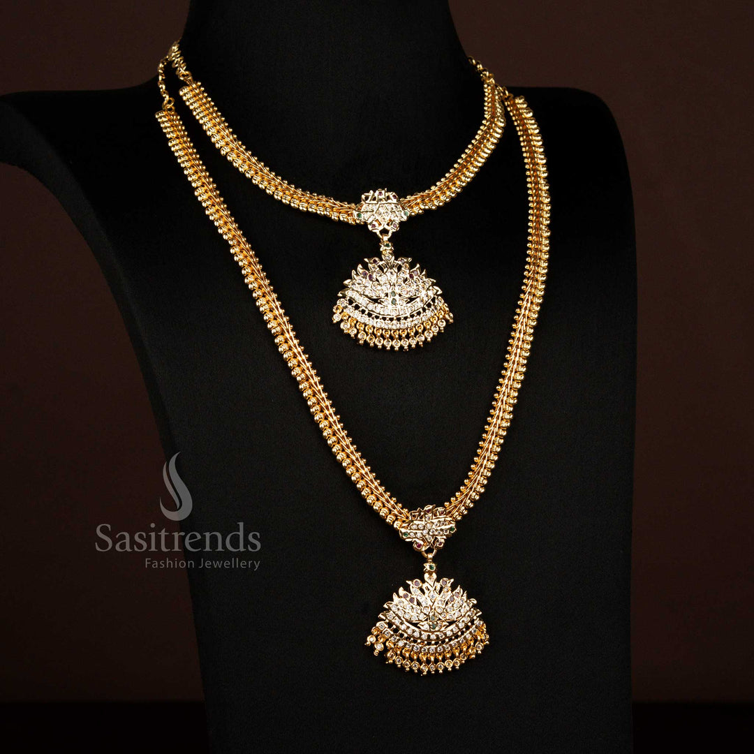 Temple dual swan short and long haram set with guaranteed gold look Sasitrends