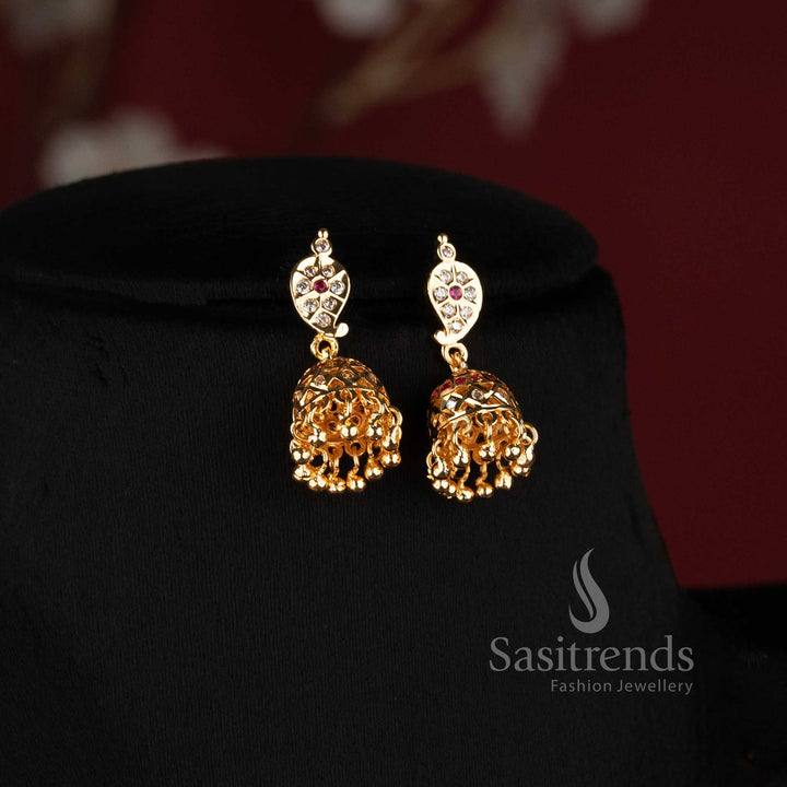 Impon Addigai Micro Gold Plated Short and Long Combo Necklace Jewellery Set with Mango Motif Links in Multicolor - Sasitrends