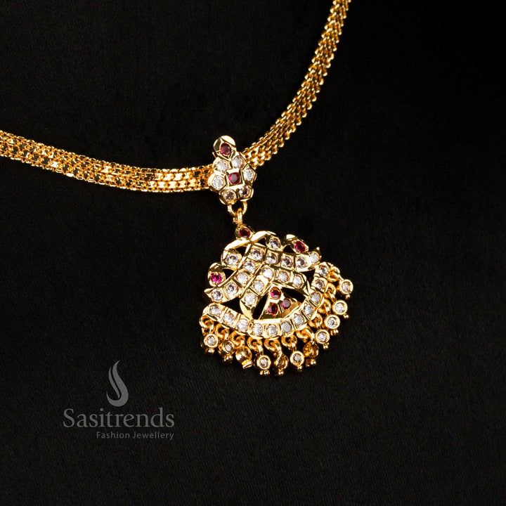 Ornamental One Gram Micro Gold Plated floral dome necklace and Jhumka set Sasitrends