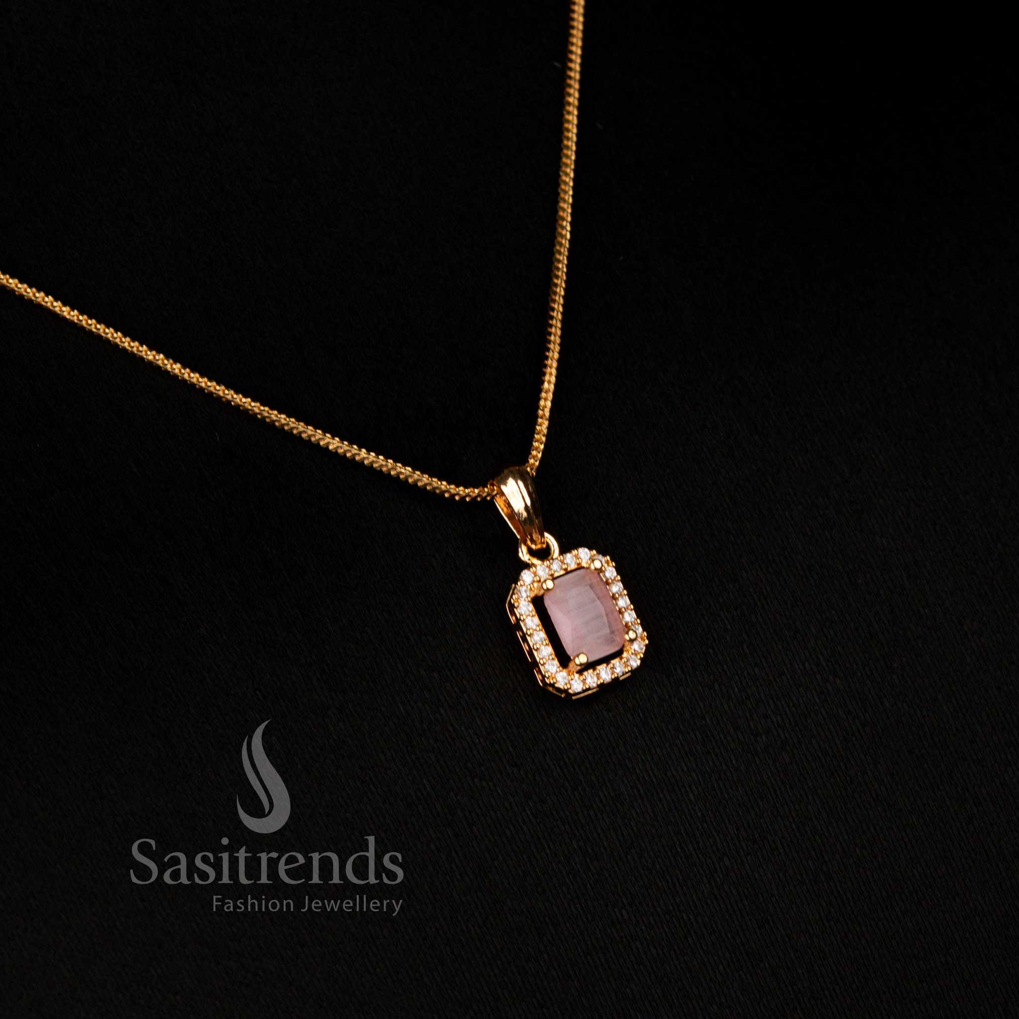 Elegant Traditional Micro Gold Plated American Diamond Pendant and Matching Earrings Set – Sasitrends