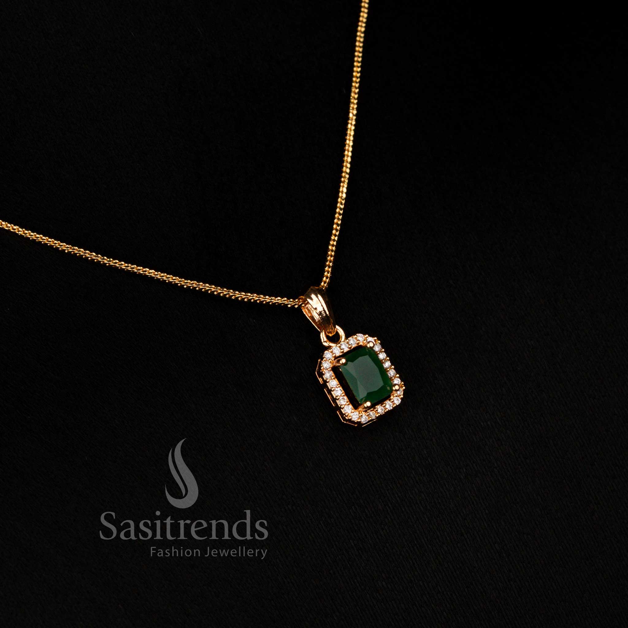 Elegant Traditional Micro Gold Plated American Diamond Pendant and Matching Earrings Set – Sasitrends