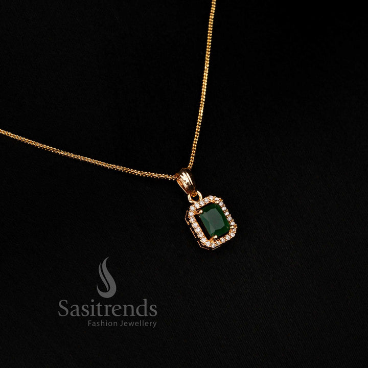 Elegant Traditional Micro Gold Plated American Diamond Pendant and Matching Earrings Set – Sasitrends