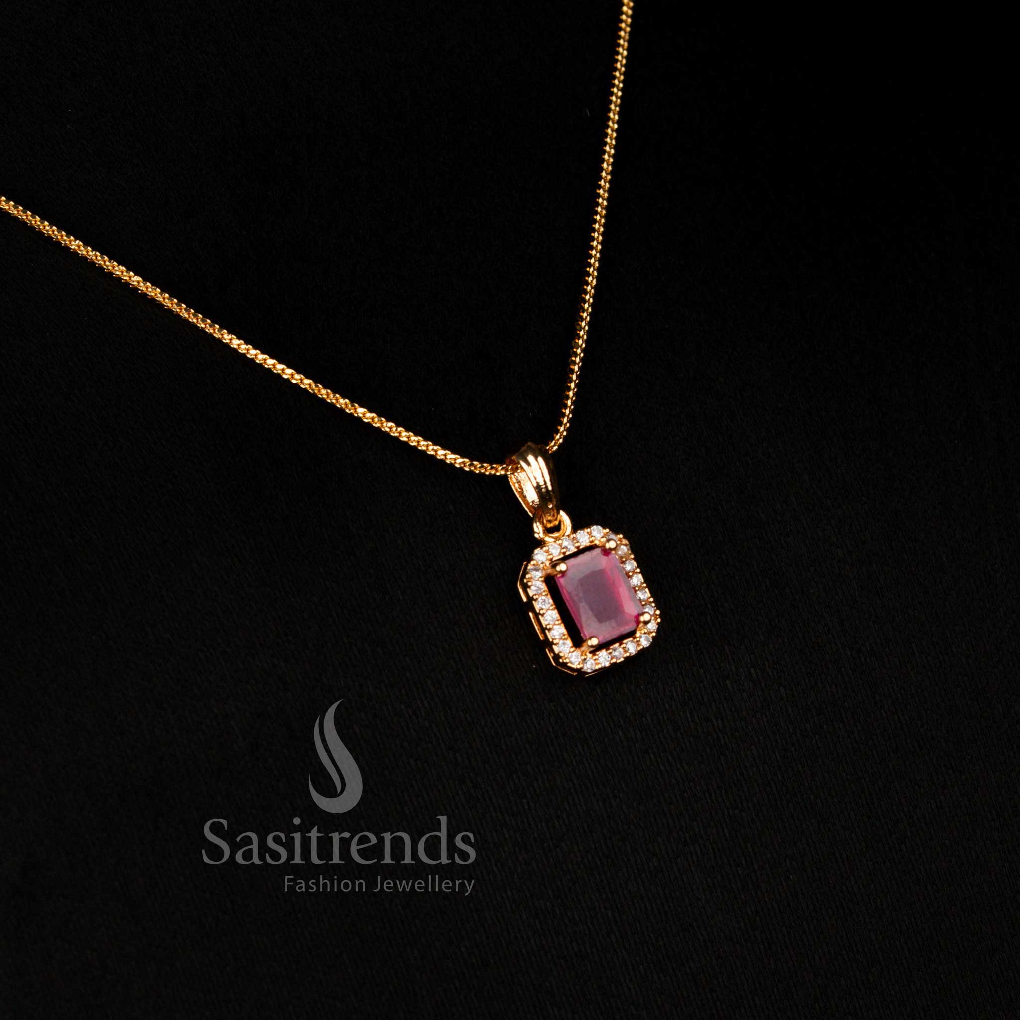 Guaranteed 24 Carat Look Micro Gold Plated American Diamond Pendant Necklace with Earrings – Sasitrends