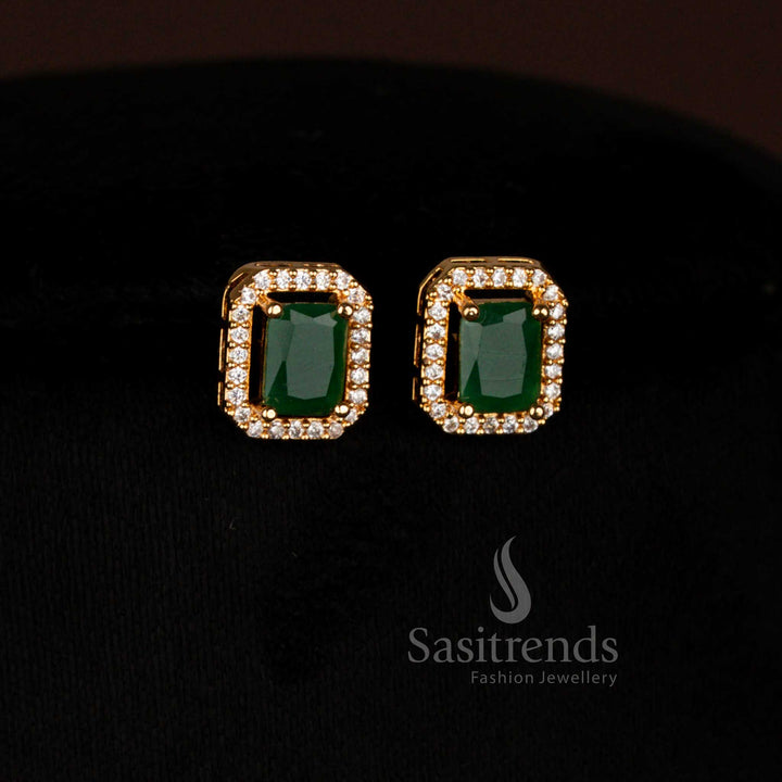 Elegant Traditional Micro Gold Plated American Diamond Pendant and Matching Earrings Set – Sasitrends