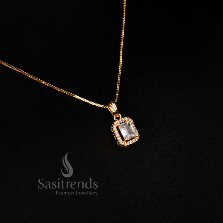 Elegant Traditional Micro Gold Plated American Diamond Pendant and Matching Earrings Set – Sasitrends