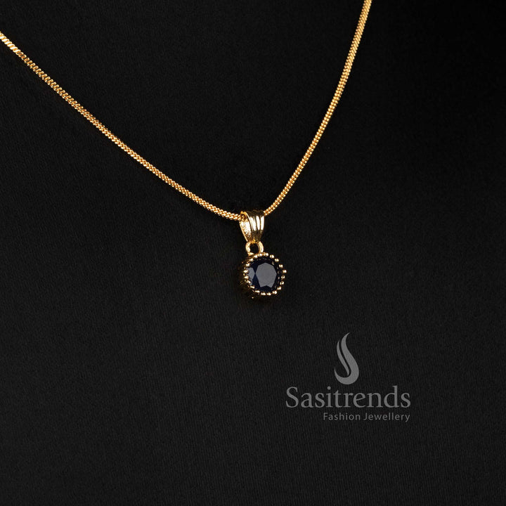 Micro Gold Plated Round Solitaire Pendant Chain Necklace Set with Matching Stud Earrings for Daily Wear Office Wear and Trendy Styling - Sasitrends