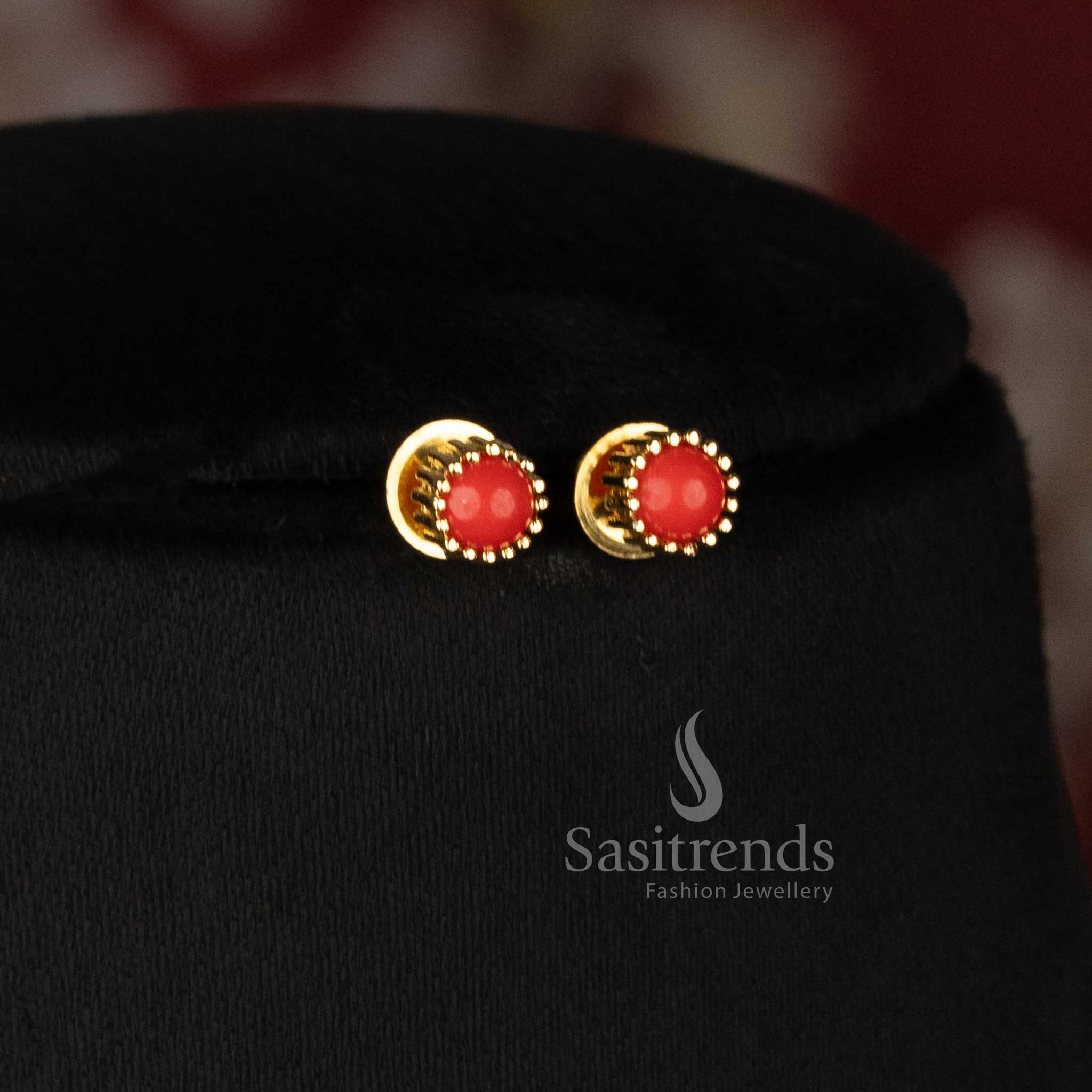 Micro Gold Plated Round Solitaire Pendant Chain Necklace Set with Matching Stud Earrings for Daily Wear Office Wear and Trendy Styling - Sasitrends