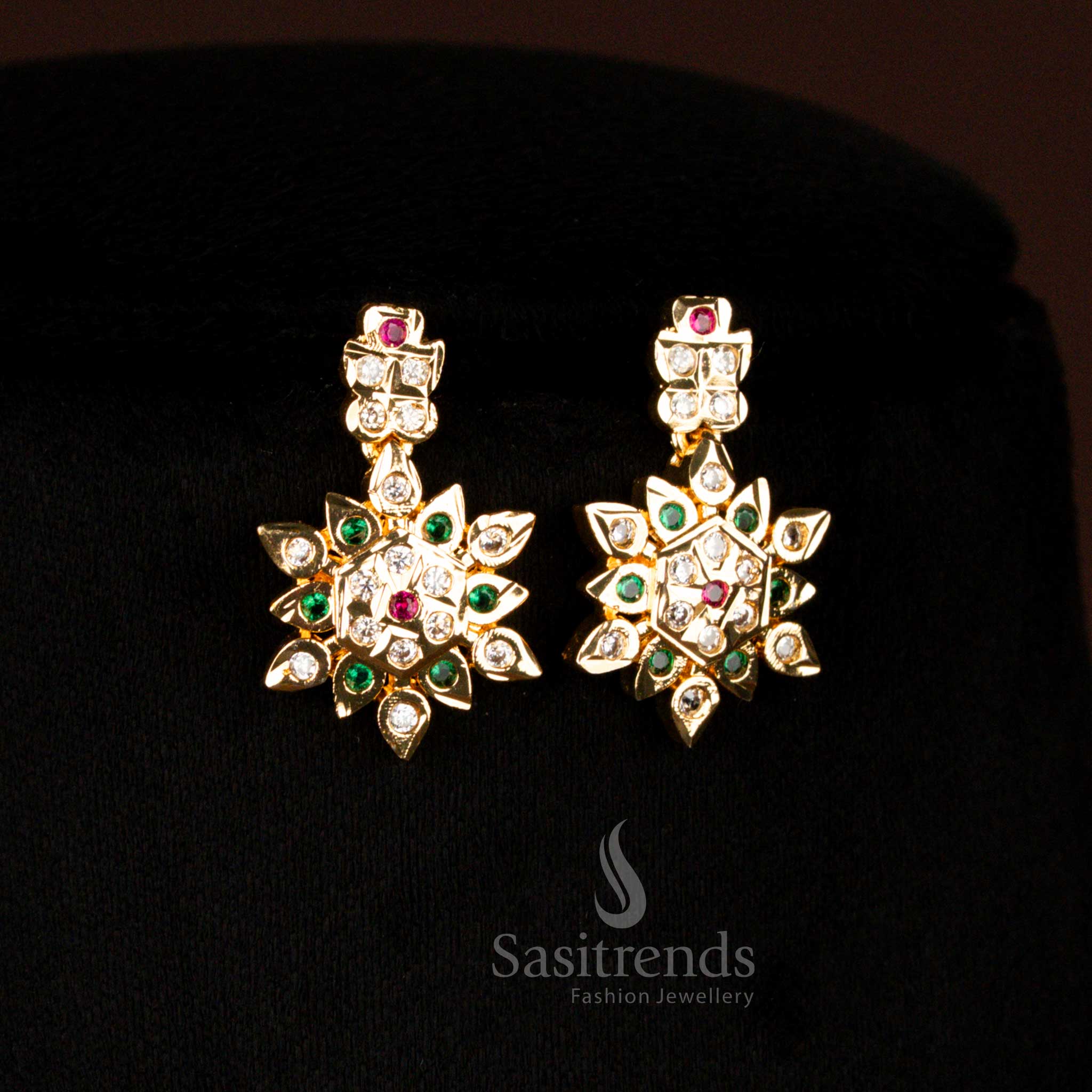 Guaranteed Impon Addigai Micro Gold Multi Ad Floral Necklace Set - Sasitrends