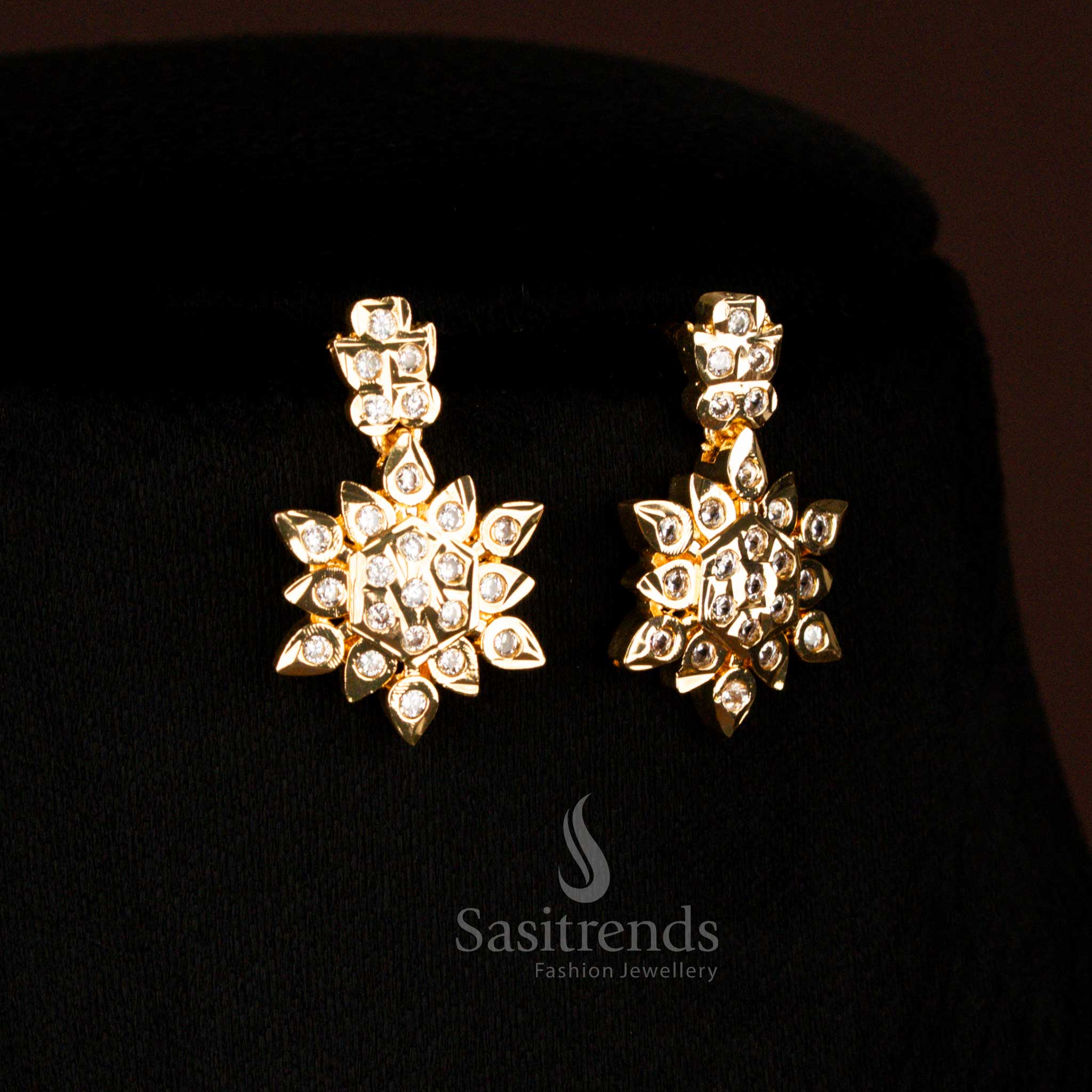Guaranteed Traditional Impon Addigai Micro Gold White Ad Floral Necklace Set - Sasitrends