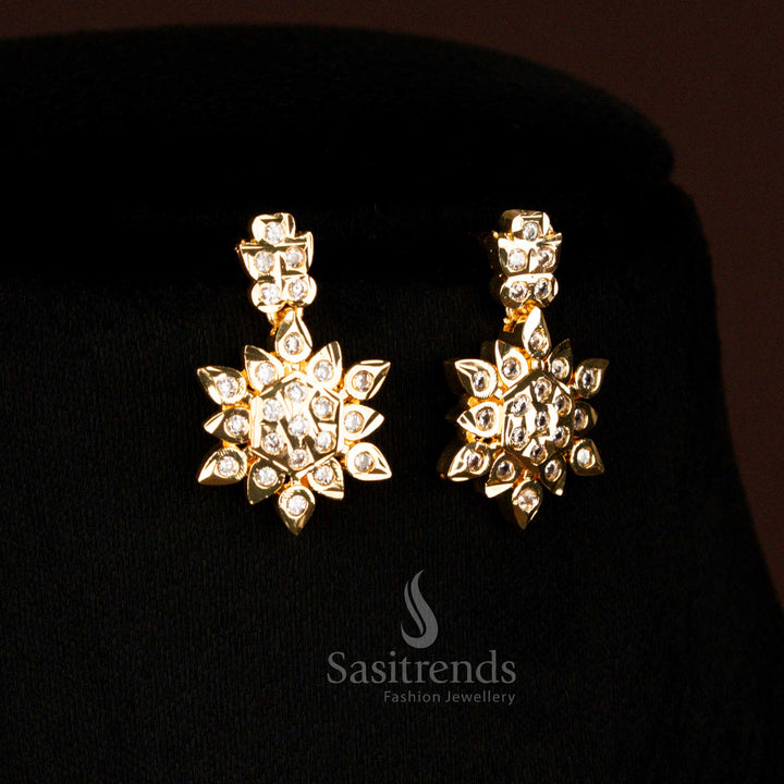 Guaranteed Traditional Impon Addigai Micro Gold White Ad Floral Necklace Set - Sasitrends