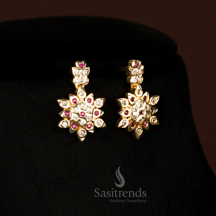 Guaranteed Impon Addigai Micro Gold White Ruby Ad Floral Necklace Set - Sasitrends