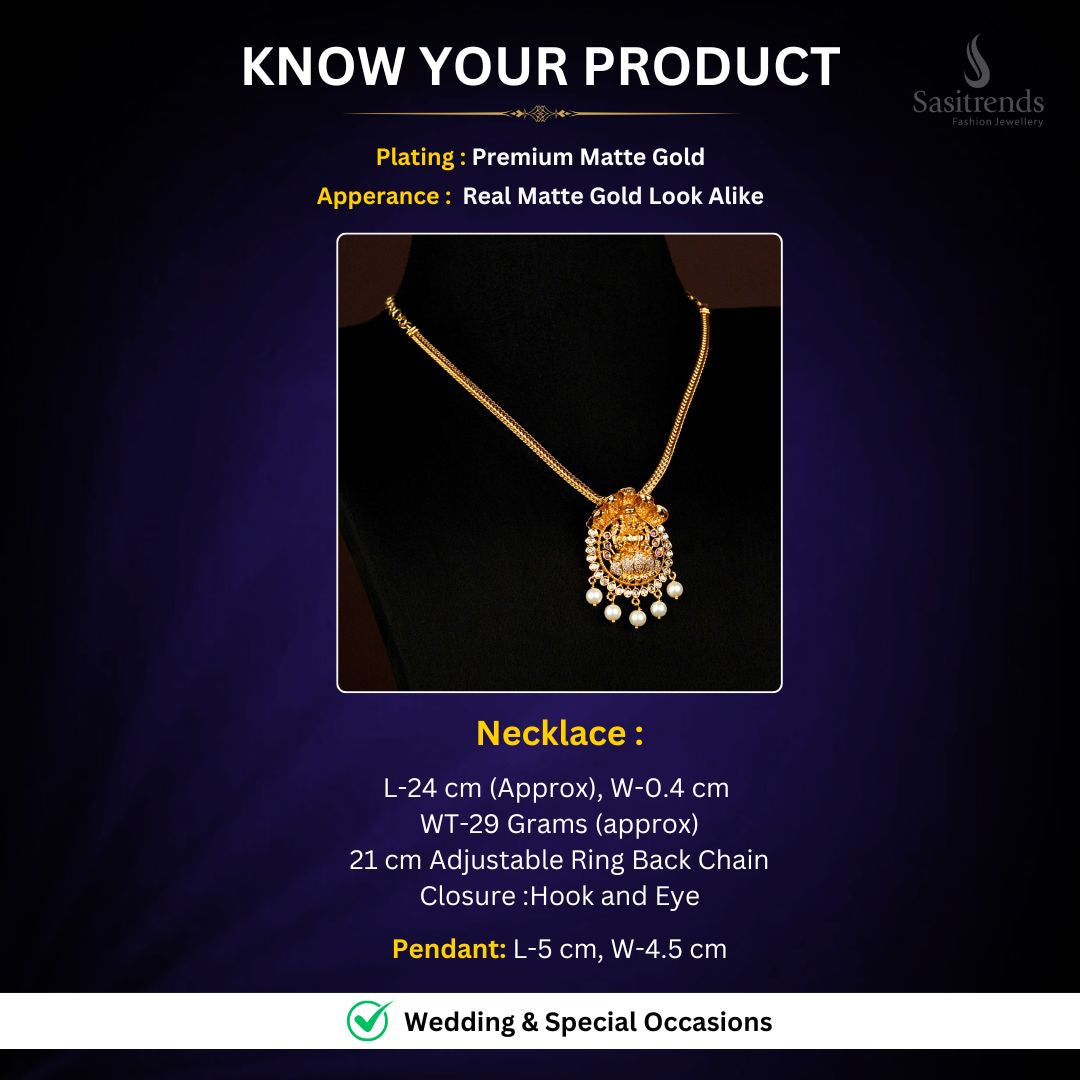 Matte Gold Plated Necklace Measurement Image - Sasitrends