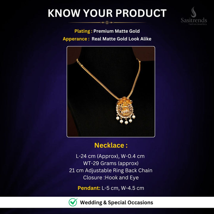 Matte Gold Plated Necklace Measurement Image - Sasitrends
