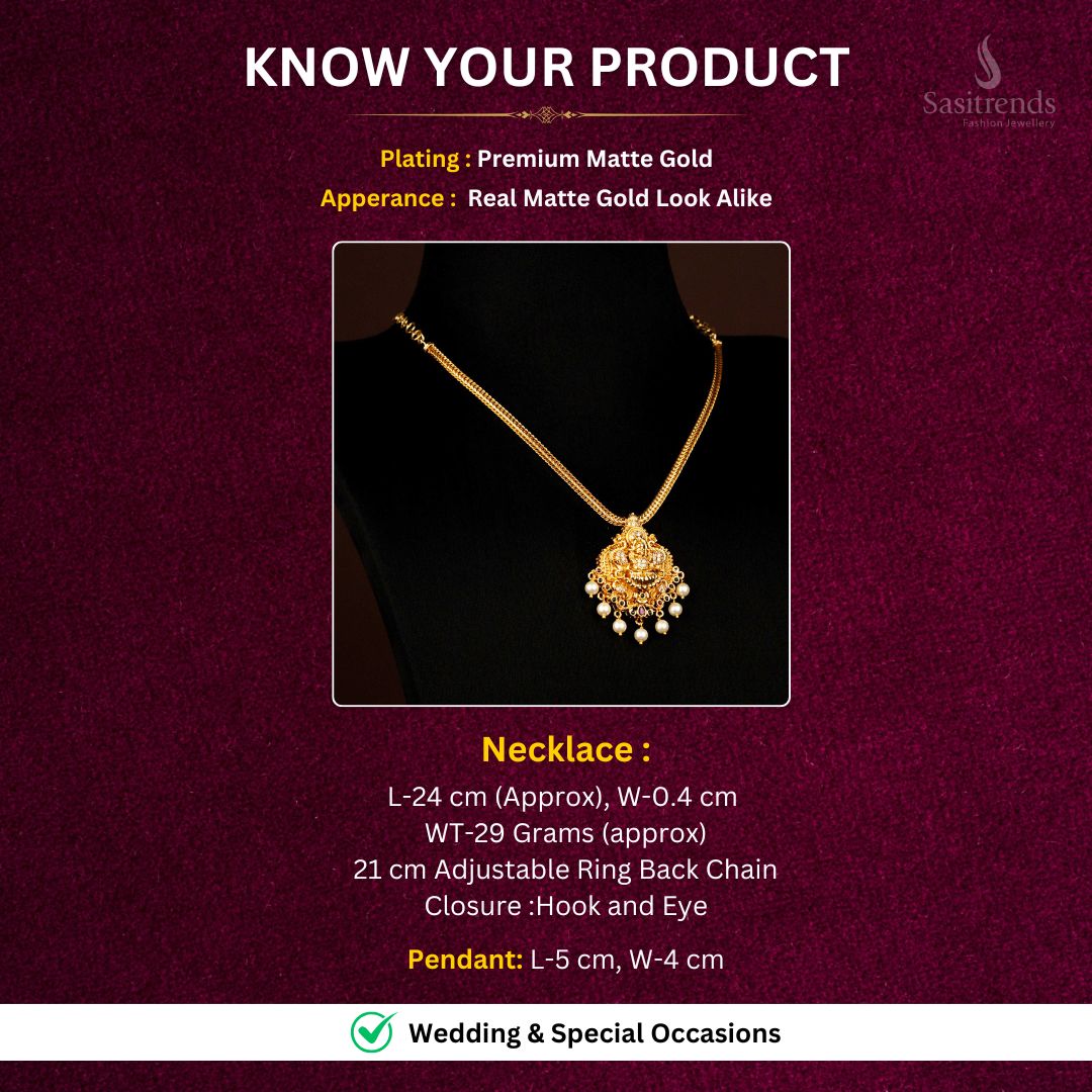 Premium Matte Gold plated Necklace Measurement Image - Sasitrends