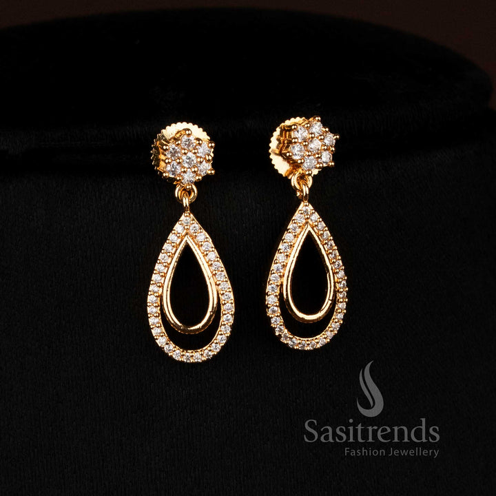 Radiant micro gold plated American Diamond white earrings, perfect for festive lustre and celebratory events – Sasitrends