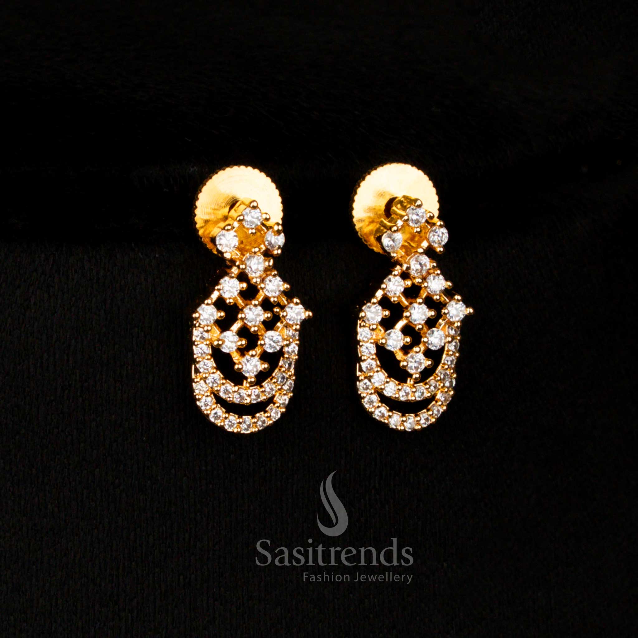Guaranteed Micro Gold Plated round stone with americon diamond linked pattern Necklace Jewellery Set – Sasitrends