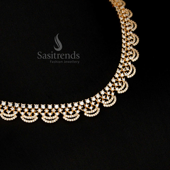 Guaranteed Micro Gold Plated round stone with americon diamond linked pattern Necklace Jewellery Set – Sasitrends