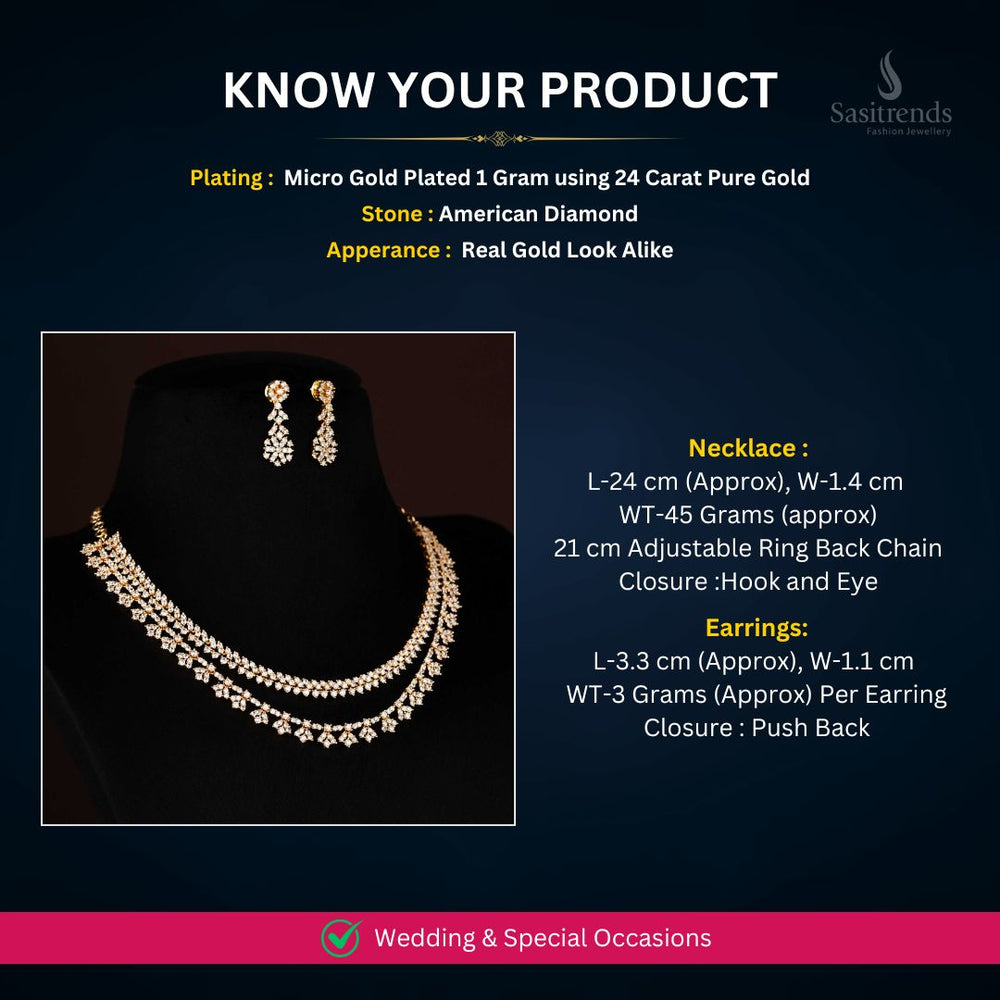 Micro Gold Plated AD necklace set measurement image - Sasitrends





