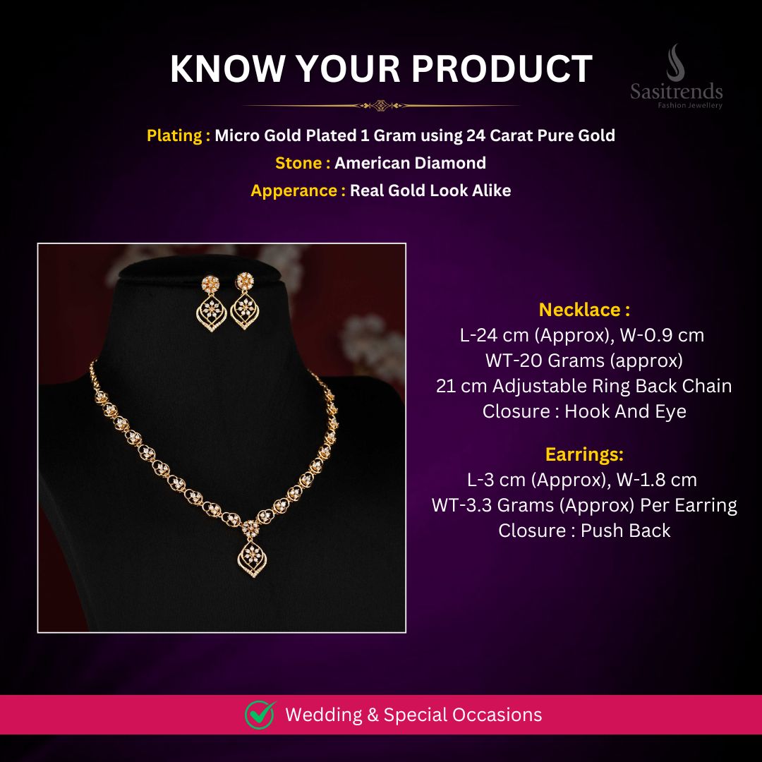Micro Gold Plated Necklace set Measurement Image - Sasitrends
