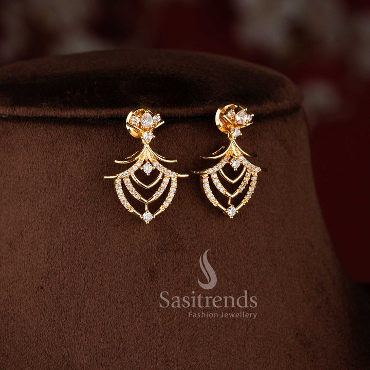 Stylish micro gold plated necklace set with brilliant white American Diamond accents.