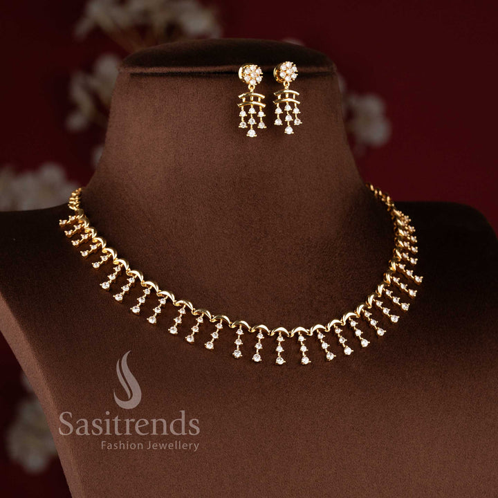 Elegant lightweight AD necklace set with dangling tassel design for women.