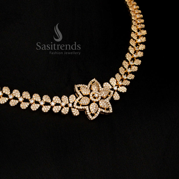 Guaranteed Micro Gold Plated with Teardrop floral americon diamond Necklace Jewellery Set – Sasitrends
