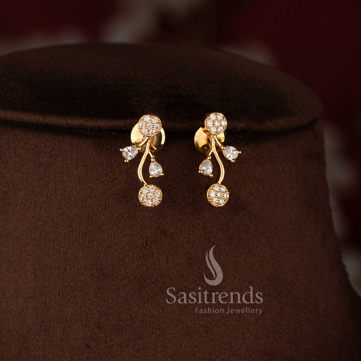 Guaranteed One Gram Micro Gold Plated bridal necklace set with intricate blossom and leafy vine detailing - Sasitrends