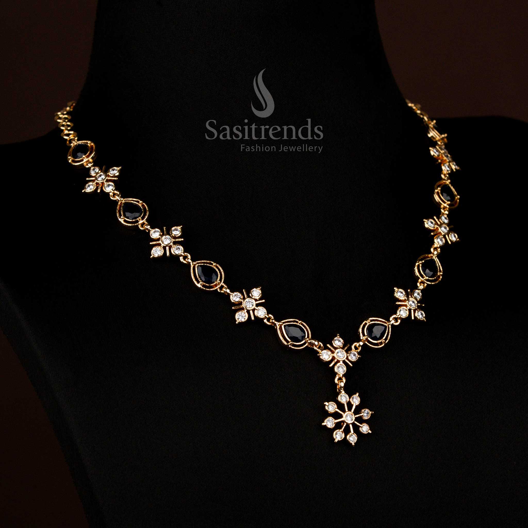 Guaranteed Impon Micro Gold American Diamond Necklace with Snowflake Pendant – Sasitrends