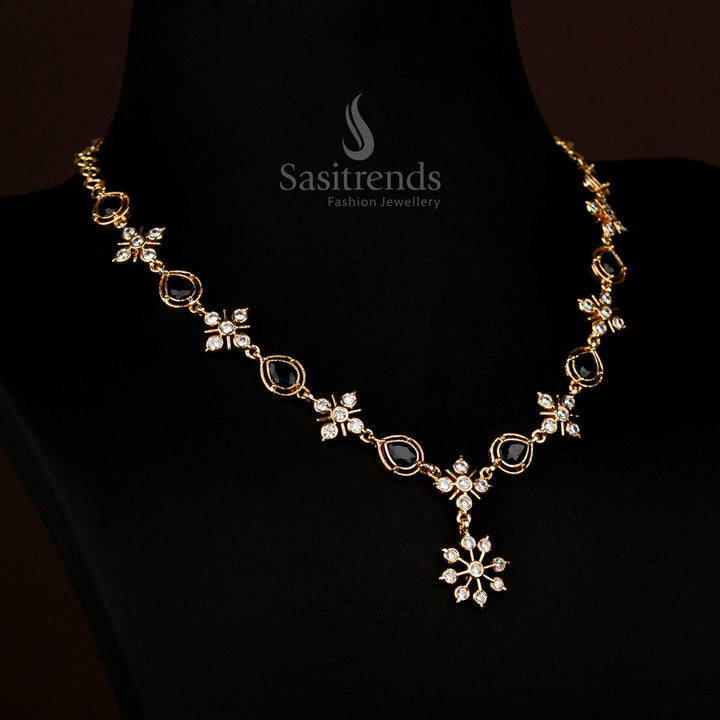 Guaranteed Impon Micro Gold American Diamond Necklace with Snowflake Pendant – Sasitrends