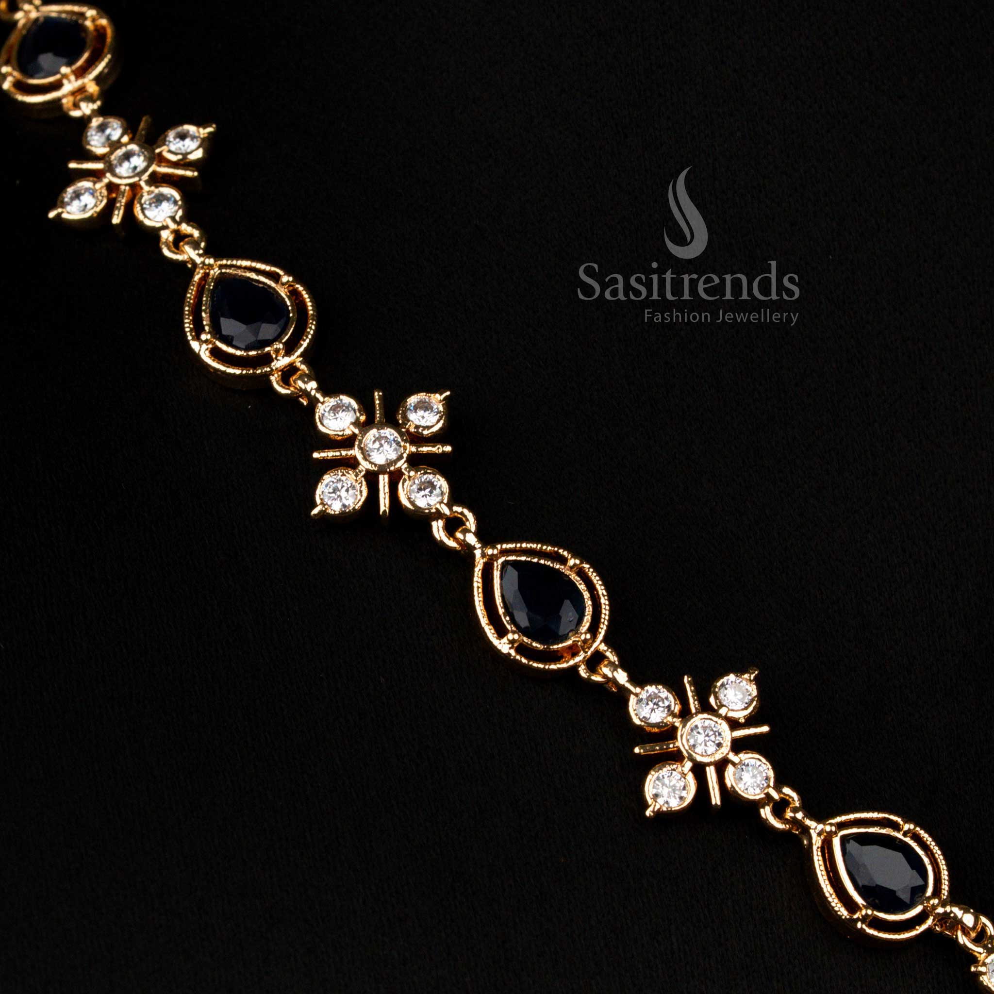 Impon Micro Gold Plated Necklace with Star Floral Teardrop AD Design for Weddings – Sasitrends