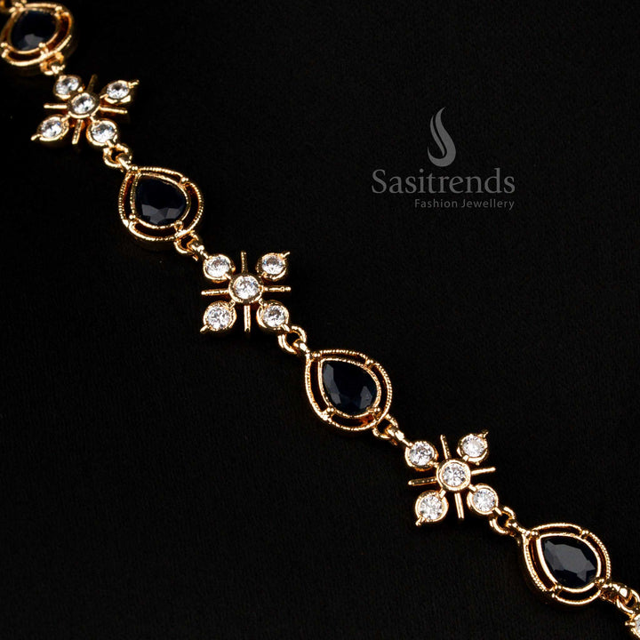 Impon Micro Gold Plated Necklace with Star Floral Teardrop AD Design for Weddings – Sasitrends