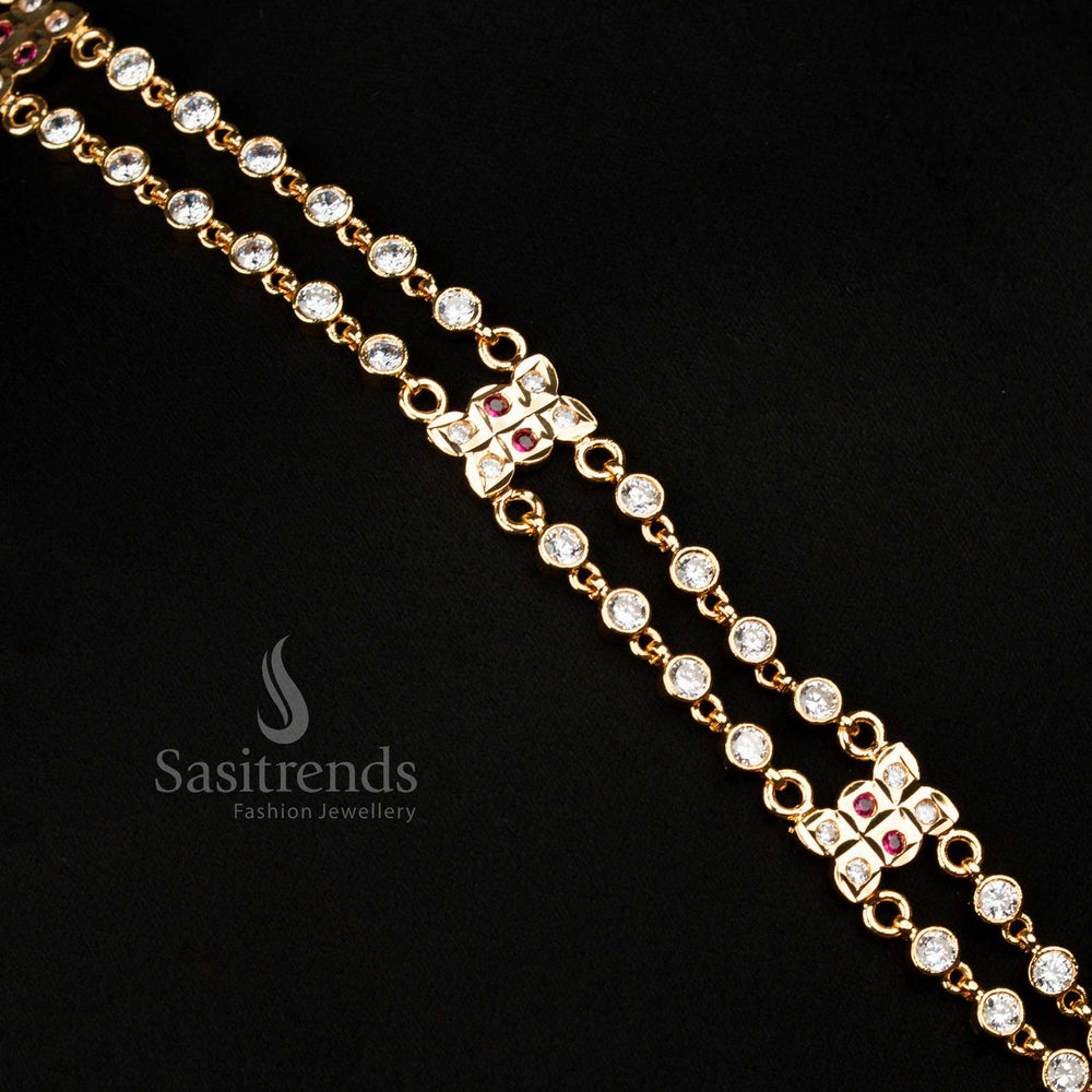 Guaranteed Impon Micro Gold Bridal Peacock Haram Necklace with AD Stones – Sasitrends