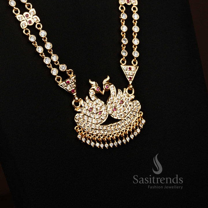 Guaranteed Impon Micro Gold Bridal Peacock Haram Necklace with AD Stones – Sasitrends