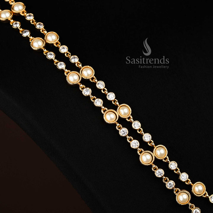 Premium Impon Panchaloha temple wear style layered long chain jewellery with micro gold plating - Sasitrends