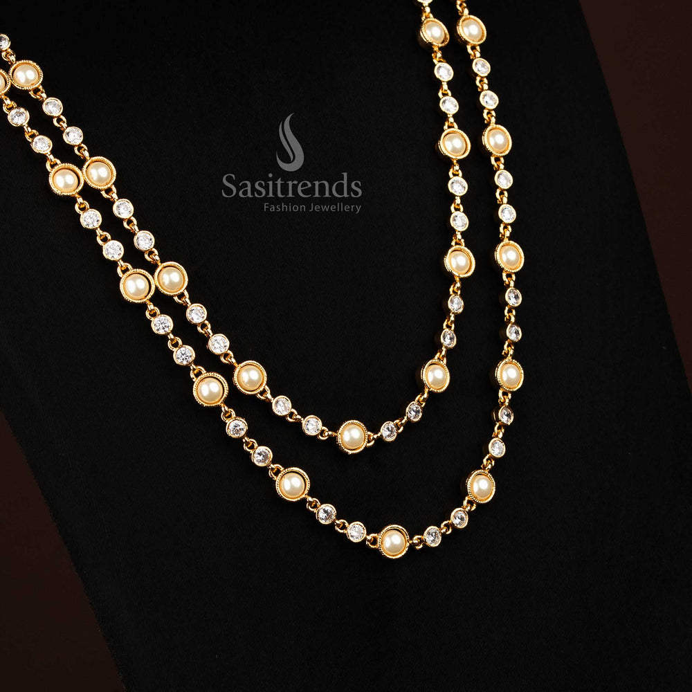Impon Panchaloha micro gold plated dual strand necklace with real gold look guaranteed finish - Sasitrends
