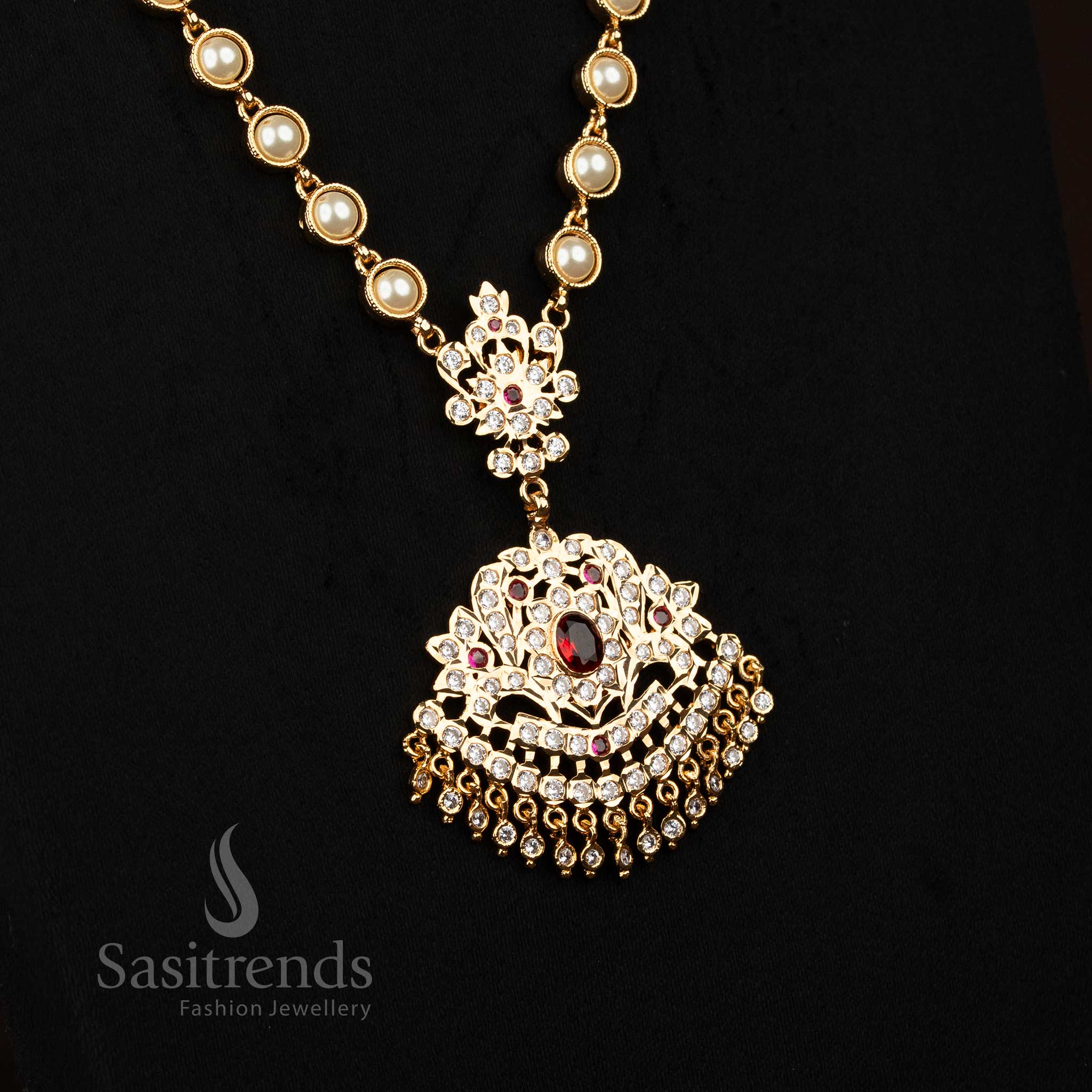 Guaranteed one gram gold style Impon Micro Gold Panchachola Pearl Necklace – Sasitrends
