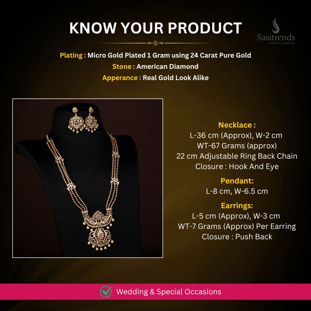 Micro Gold plated jewellery set Measurement image -Sasitrends