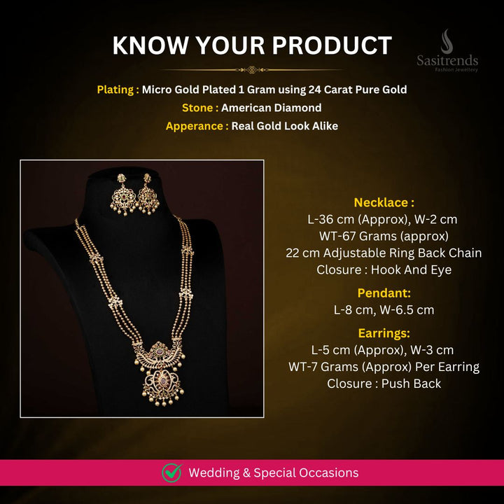 Micro Gold plated jewellery set Measurement image -Sasitrends