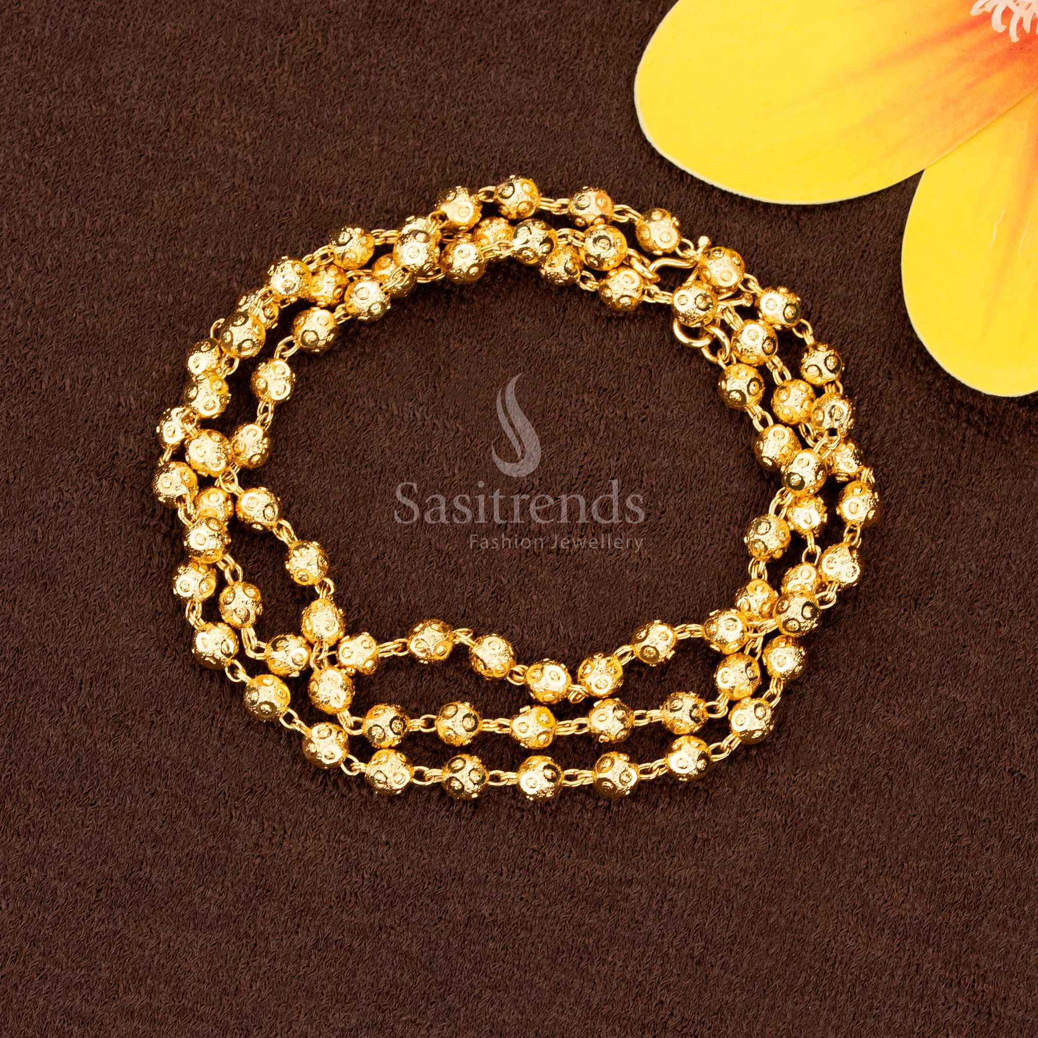 Splendid 24K pure gold micro plated ball neck chain, a luxurious jewellery piece made for family gatherings and graceful traditional attire – Sasitrends