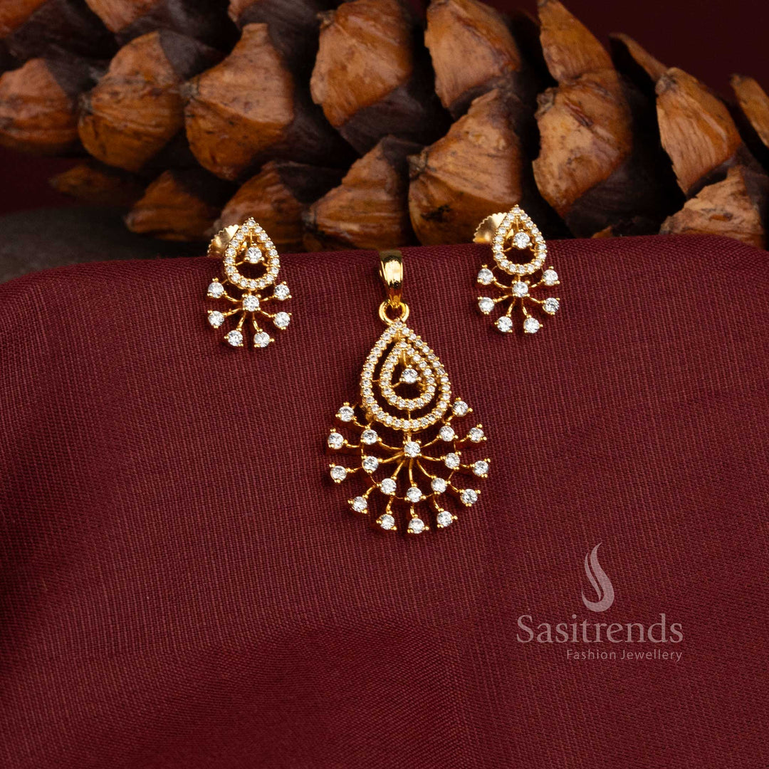 Micro Gold Plated AD Stone Pendant Set for Festive and Party Wear - Sasitrends