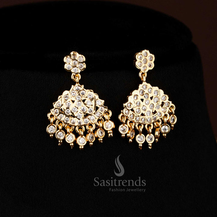 Traditional Impon Attigai Micro Gold Plated AD Stone Set Flower Mango Design Necklace Jewellery | Looks Like Real 24K Gold
