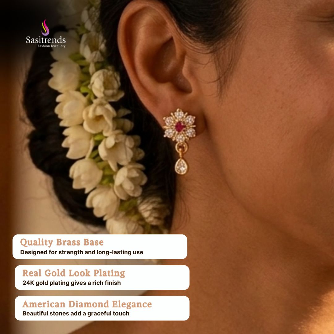 Micro Gold plate AD earrings model image - Sasitrends