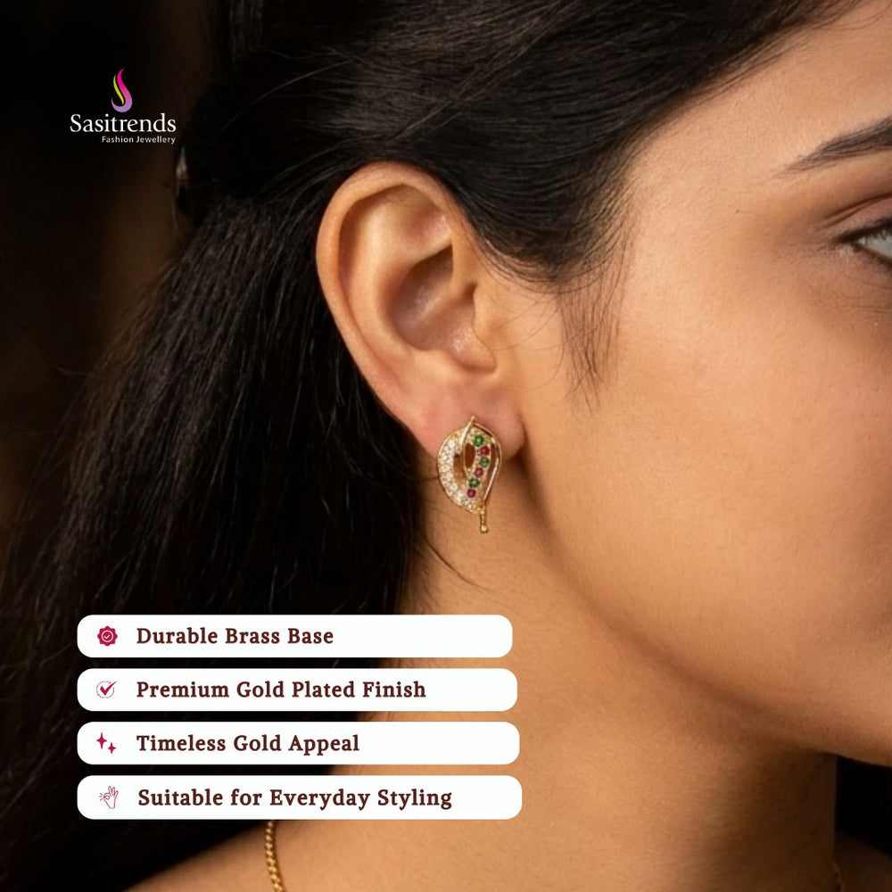 Guaranteed Micro gold plated AD stone earrings model image - Sasitrends