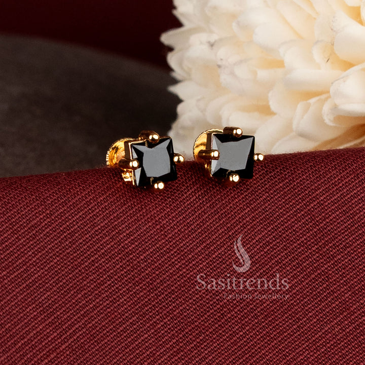 Elegant daily wear and office wear square stone earrings with rich 24K gold-like finish - Sasitrends.