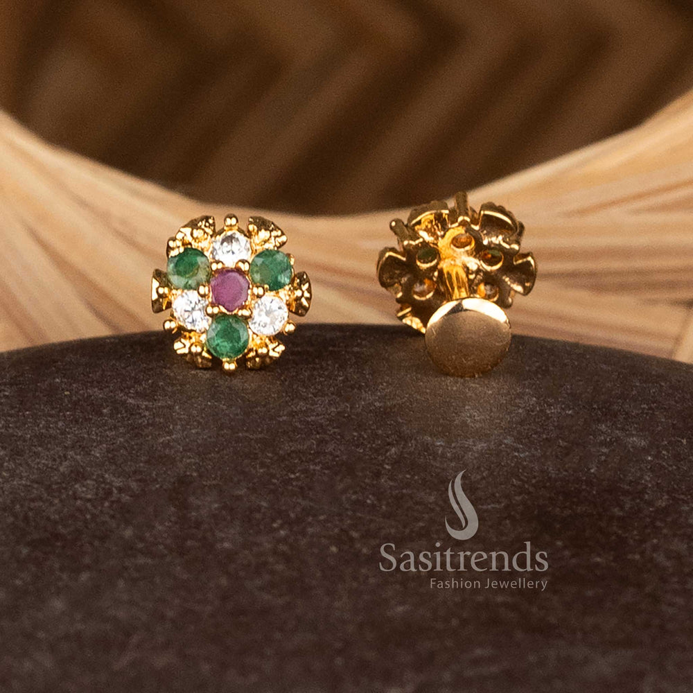 Guaranteed One Gram Gold Look Star Rosette Flower Stud Earrings for Festive Wear – Sasitrends