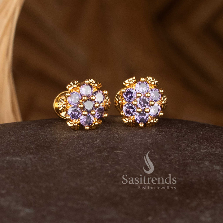 Guaranteed One Gram Gold Look Star Rosette Flower Stud Earrings for Festive Wear – Sasitrends