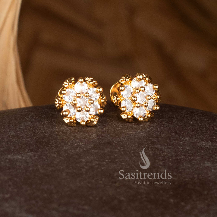 Guaranteed One Gram Gold Look Star Rosette Flower Stud Earrings for Festive Wear – Sasitrends