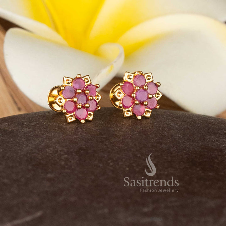 Guaranteed One Gram Gold Look Starburst Flower Stud Earrings for Wedding Wear – Sasitrends